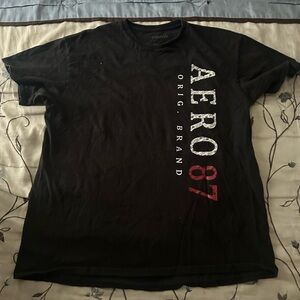 Aeropostale Black Graphic Tee with Red Accents